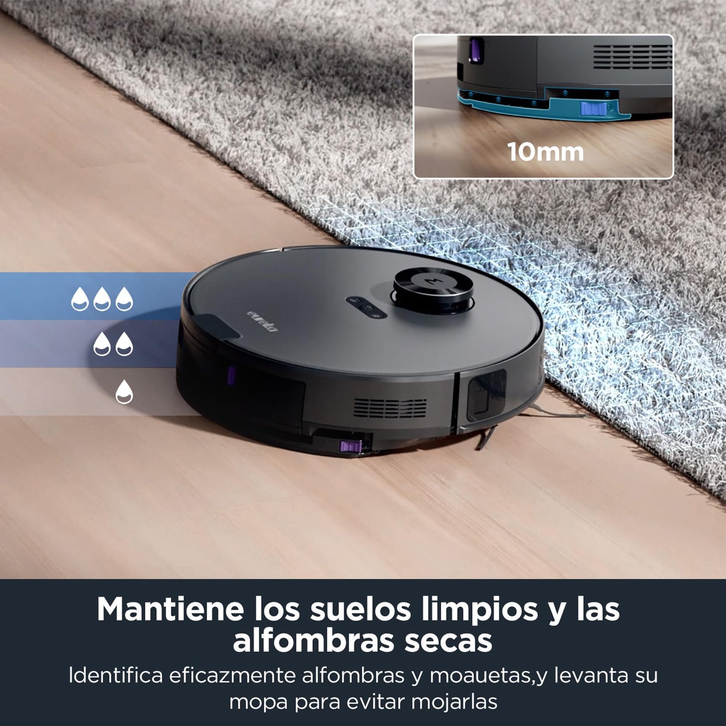 Robot Aspirador y Fregasuelos Eureka NERE10s con Vaciado Automático, 4000 Pa de Succión, Navegación LiDAR, 180 min de Autonomía y Control por App para Moquetas y Suelos Duros