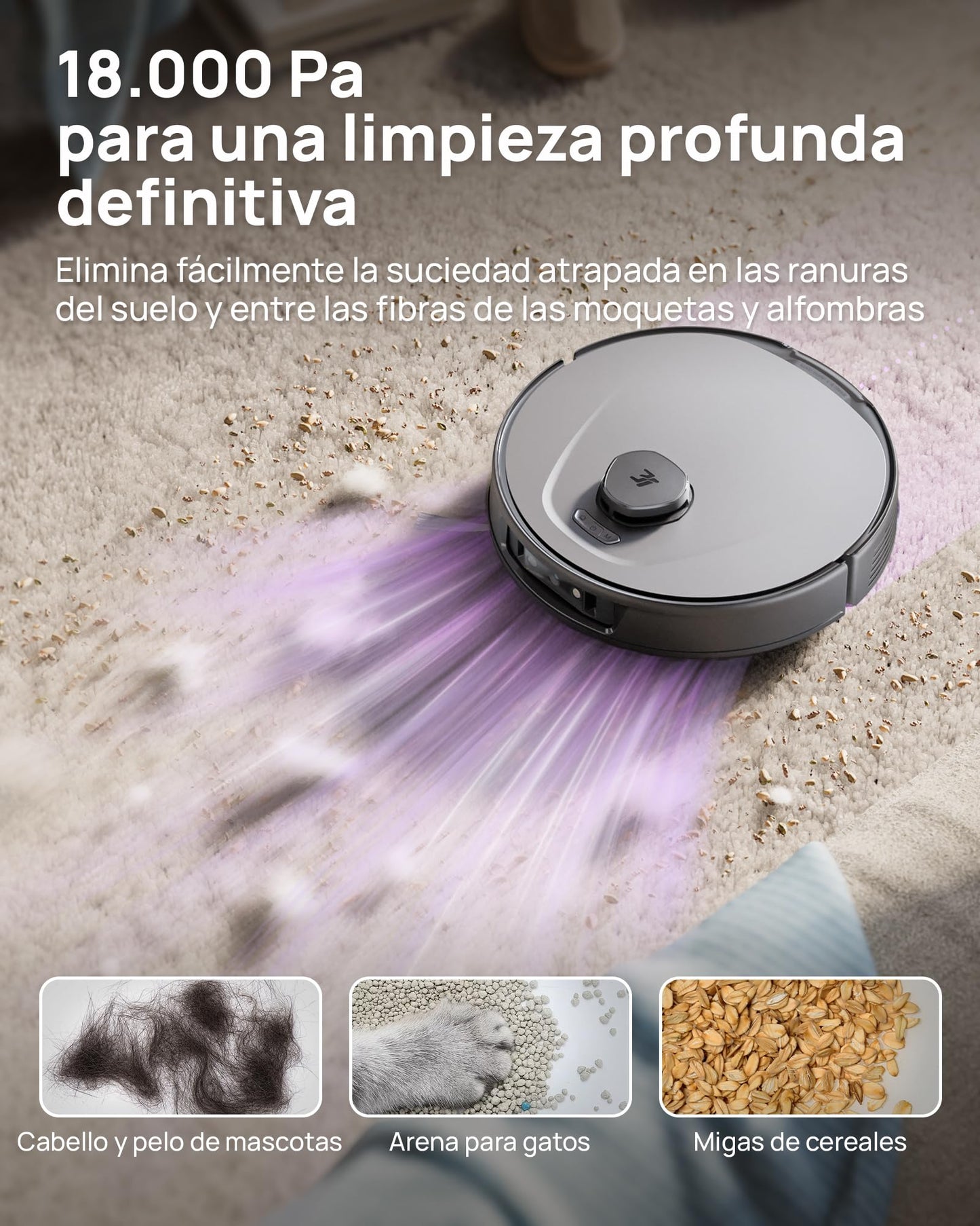 3i P10 Ultra Robot Aspirador y Fregasuelos, mopa Extensible, 18.000 Pa, Lavado con Agua Caliente, Secado, Vaciado y Rellenado automáticos, detección y esquiva de obstáculos con IA