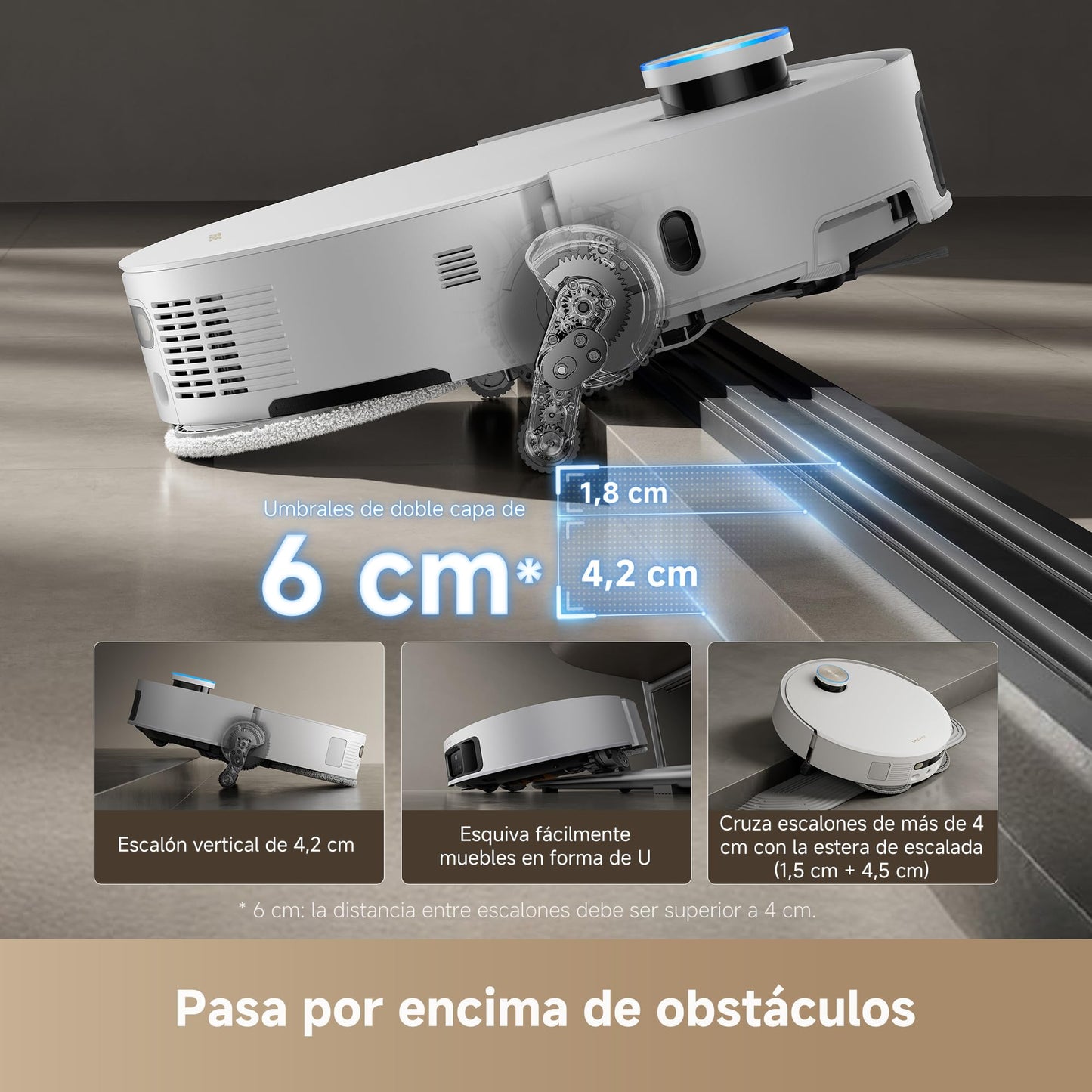 DREAME X50 Ultra Complete Robot Aspirador y Fregasuelos, Succión de 20.000 Pa, Supera Obstáculos de hasta 6 cm, Radar Inteligente, Limpieza de Esquinas y Control por App – Color Blanco