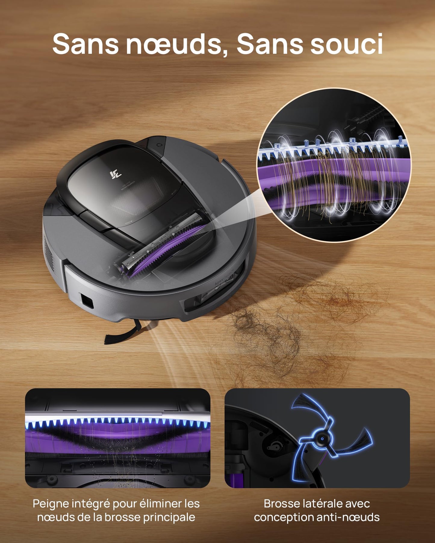 3i Robot Aspirador y fregasuelos G10+ con Sistema de compactación Interna de Suciedad, hasta 60 días sin vaciar, Cepillo y mopa Extensibles, 18.000 Pa y navegación Inteligente