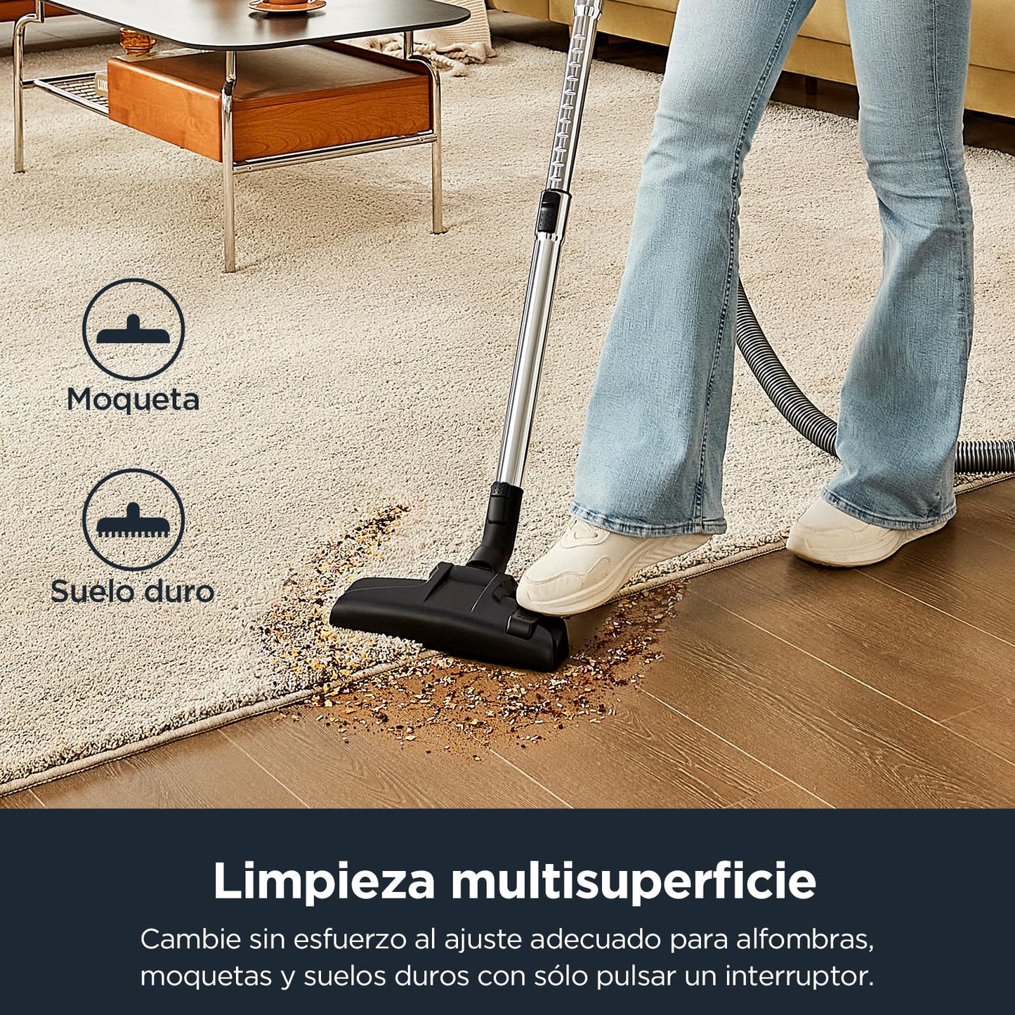 Eureka WhirlWind Aspiradora Sin Bolsa, Aspiradora con Cable Potente y Liviana para Alfombras, Pisos Duros, Pelo de Mascotas y Polvo, Azul